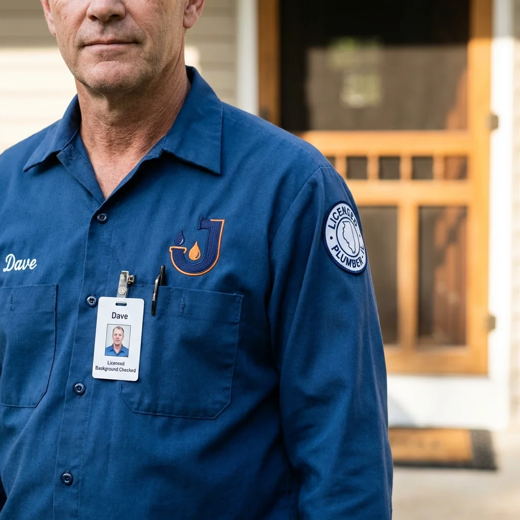 Licensed plumber showing ID badge in Casselberry, FL
