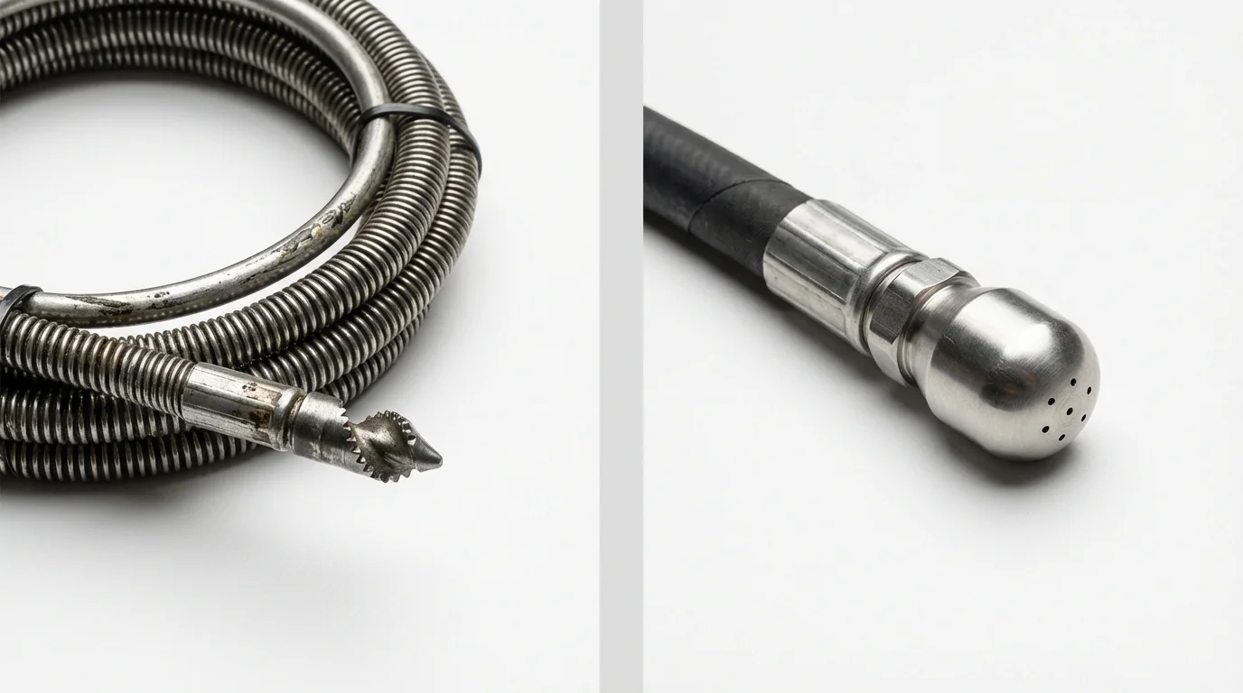 Drain snake cable and hydro jetting nozzle used for drain cleaning in Casselberry, FL