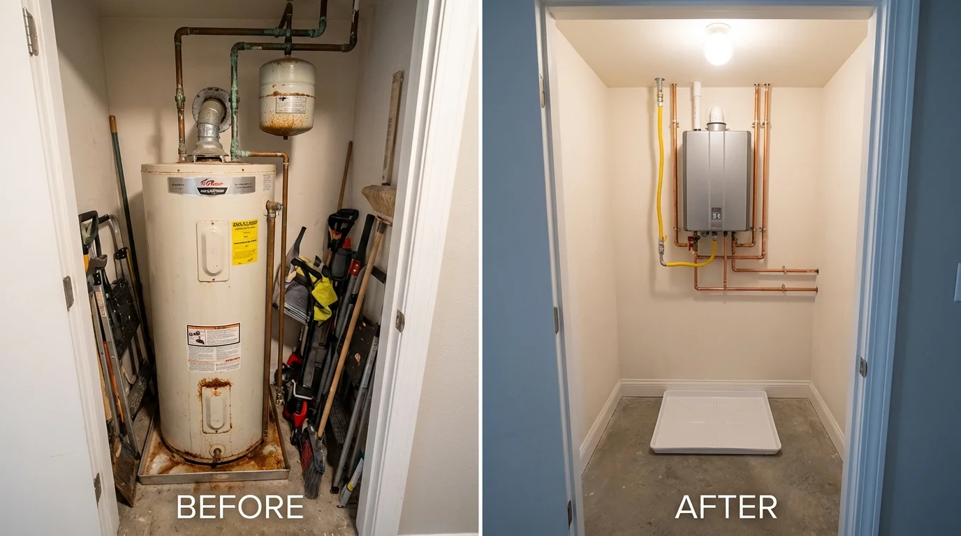 Tank water heater versus wall-mounted tankless unit comparison for Casselberry, FL homeowners