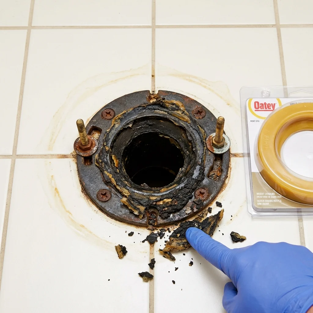 Failed wax ring showing water seepage at the base of a toilet in a Casselberry, FL home