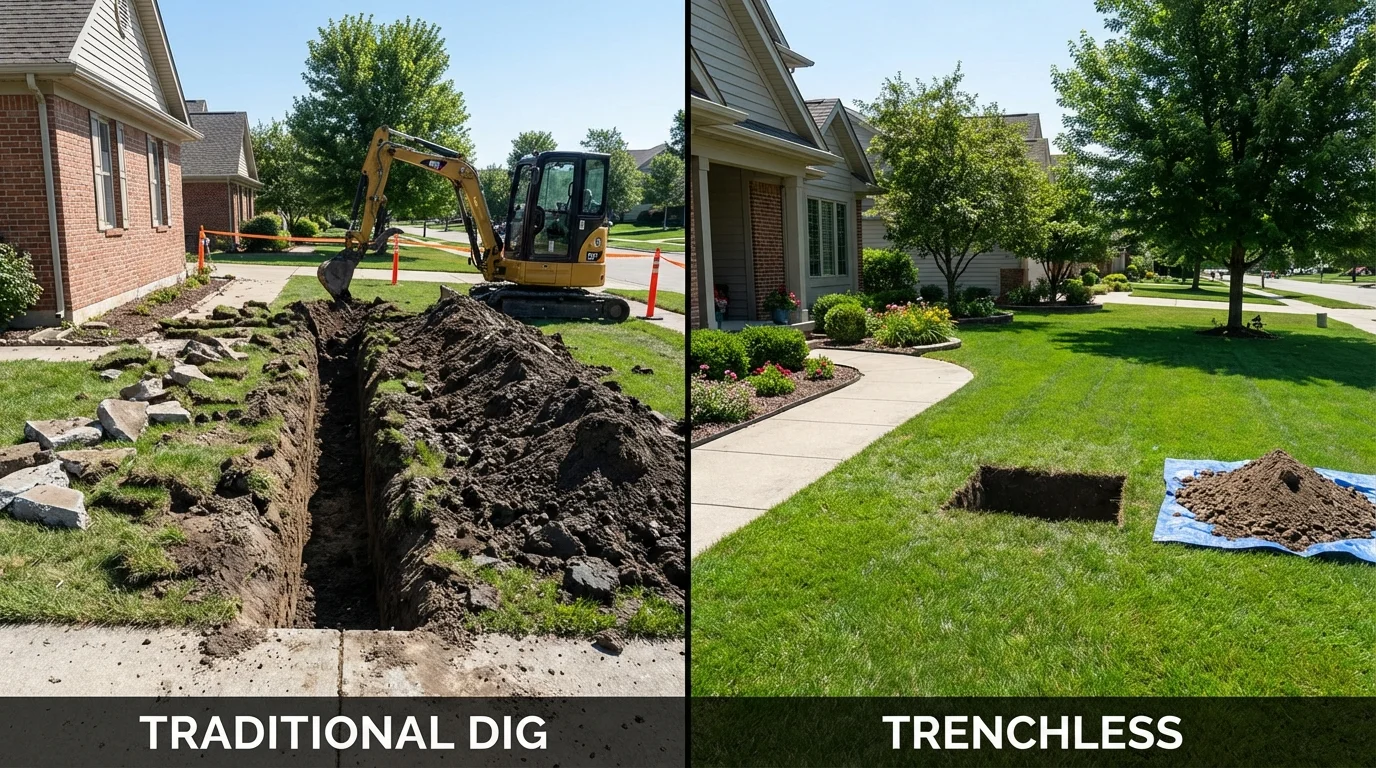 Trenchless sewer repair with minimal yard damage versus traditional excavation in Casselberry, FL